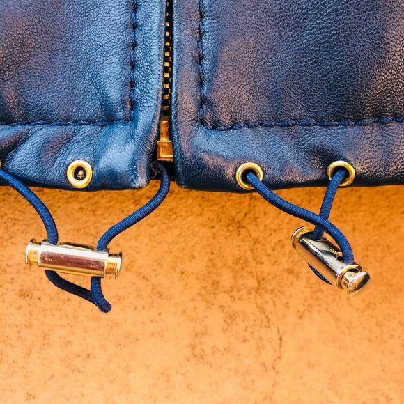 🔥SOLD🔥 Leather Blue Cropped Hoodie Jacket - Picture 13 of 14